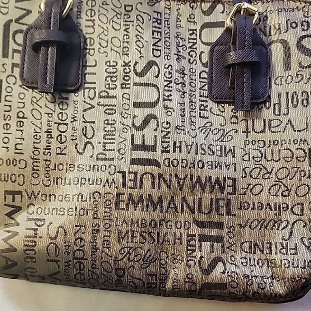 Religious Text Printed Tote/Bible Bag in Brown EUC - Picture 2 of 16